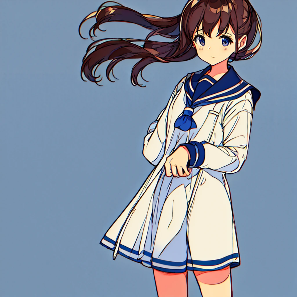 Plain background Chic Sailor suit girl Simple Nostalgic