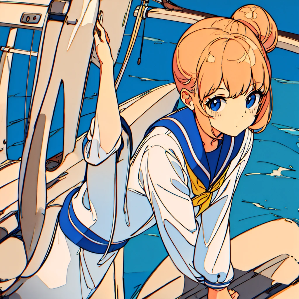 Plain background Chic Sailor suit girl Simple Nostalgic