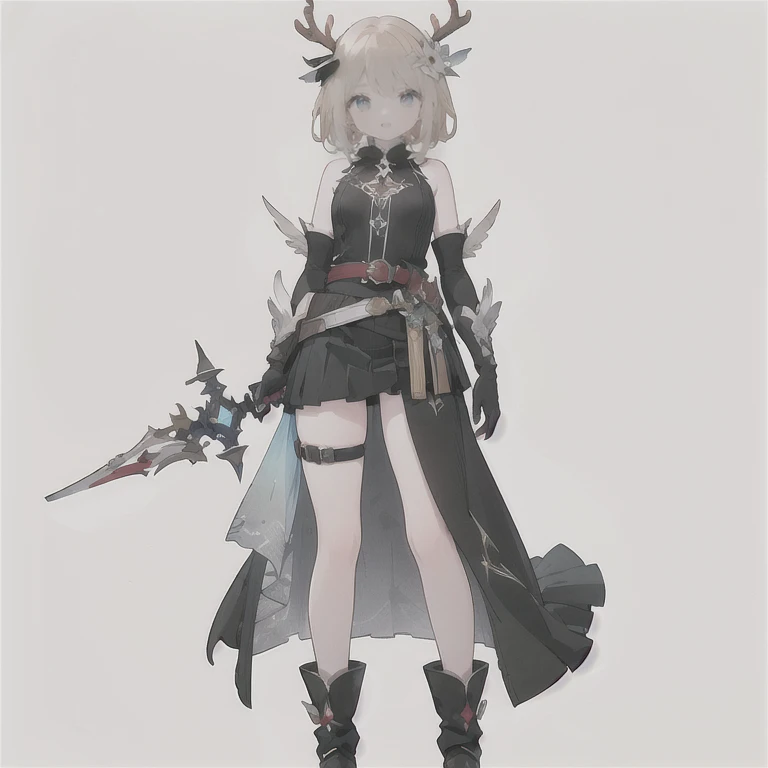 threatened, (((1 girl))),1 girl, standing alone, long hair, missiles, basic, black backdrop, elsword, thicc thighs, containment, missilesduras, overskirt, hair ornament, mitts, booties, antlers, feathered basic, containment missiles, feathers, dual wield, overskirt preta, Eyes red, mitts pretas, hair blonde, whole body, waist belt, bared shoulders, booties de coxa, chestnut hair, containment elsword, elbow Gloves, gauntlets, [(White background:1.5),::5] (isometric:1.0), double exposure, bubble,
mid shot, whole body,work of art, best qualityer,(colorfully),(beautiful finely detailed eyes and detailed face),cinematic lighting,Extremely detailed CG 8k unity wallpaper