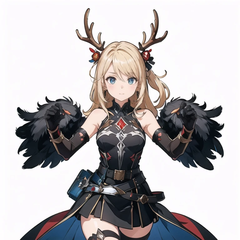 threatened, (((1 girl))),1 girl, standing alone, long hair, missiles, basic, black backdrop, elsword, thicc thighs, containment, missilesduras, overskirt, hair ornament, mitts, booties, antlers, feathered basic, containment missiles, feathers, dual wield, overskirt preta, Eyes red, mitts pretas, hair blonde, whole body, waist belt, bared shoulders, booties de coxa, chestnut hair, containment elsword, elbow Gloves, gauntlets, [(White background:1.5),::5] (isometric:1.0), double exposure, bubble,
mid shot, whole body,work of art, best qualityer,(colorfully),(beautiful finely detailed eyes and detailed face),cinematic lighting,Extremely detailed CG 8k unity wallpaper