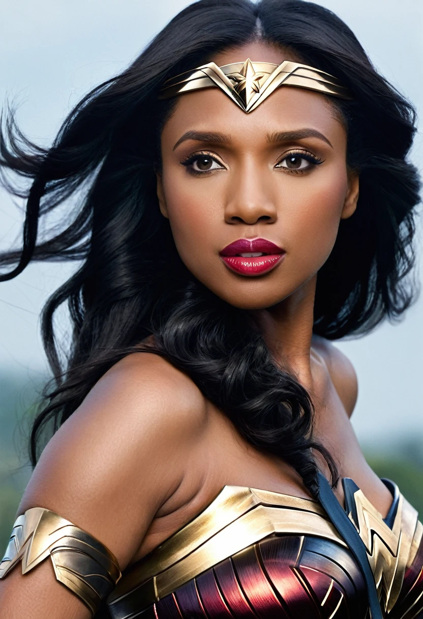 (((Very close up (((Midjourney Images))),(((wallpaper))),(((Jennifer Hudson))),(((long black hair)))under the mantle of the Amazon warrior Wonder Woman Diaema Wonder Woman frontal images color images Splash))),(((Jennifer Hudson))),(((black hair Largo))),(((black hair))),(((Diaema Wonder Woman))),(((wallpaper)))