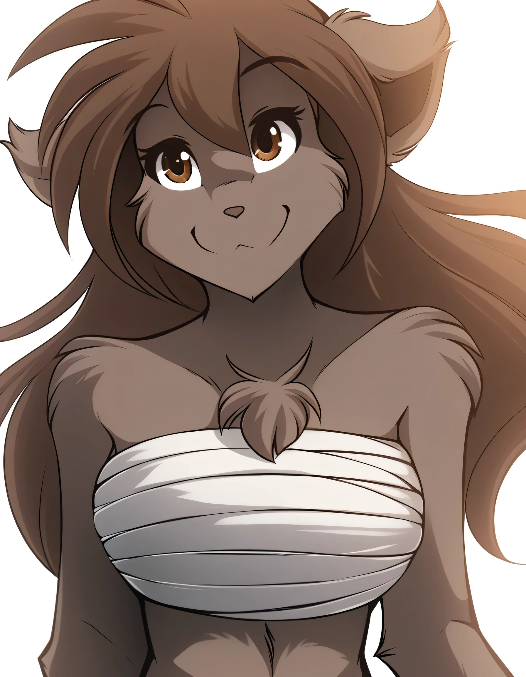 solo, tknanie, keidran, mammal, pantherine, natani_(twokinds), natani twokinds, twokinds, white background, white_background, brown fur, brown hair, brown eyes, female, big breasts, chest_wraps, wraps Vore large belly inside human male belly 