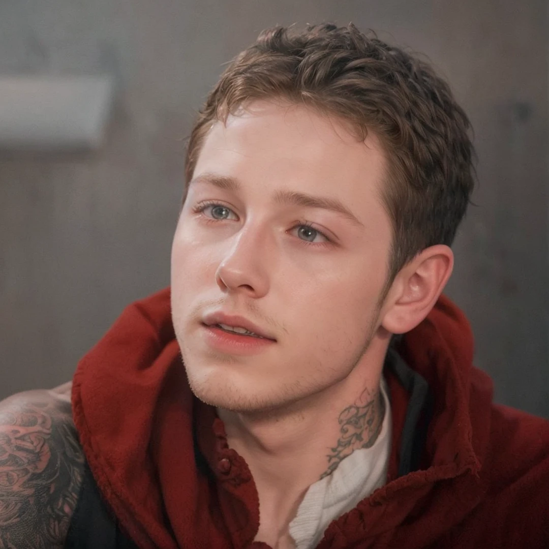 young actor Josh Dallas with piercing and tattoo on his neck