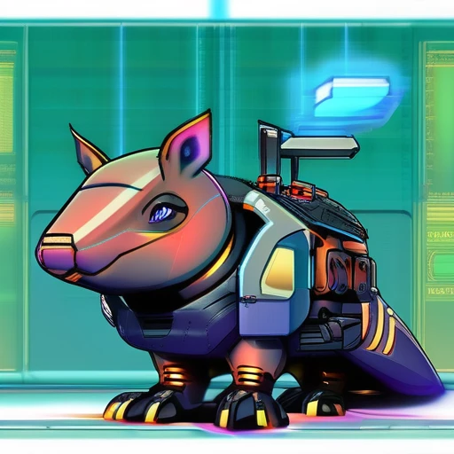 ASCIImasterpiece cartoon of two (((cyberpunk))) cute capybaras with guns, bionic (prosthetic arm), glowing red eyes, ((futuristic, dystopian, neon colours)), symmetrical, highly detailed, digital painting, artstation, concept art, sharp focus, illustration, volumetric lighting, epic Composition, 8k, oil painting, cgsociety