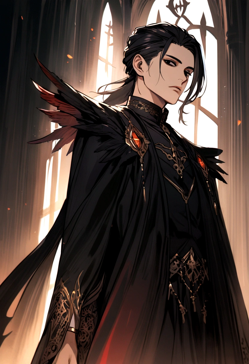 dark preacher, black hair, black eye, male and young