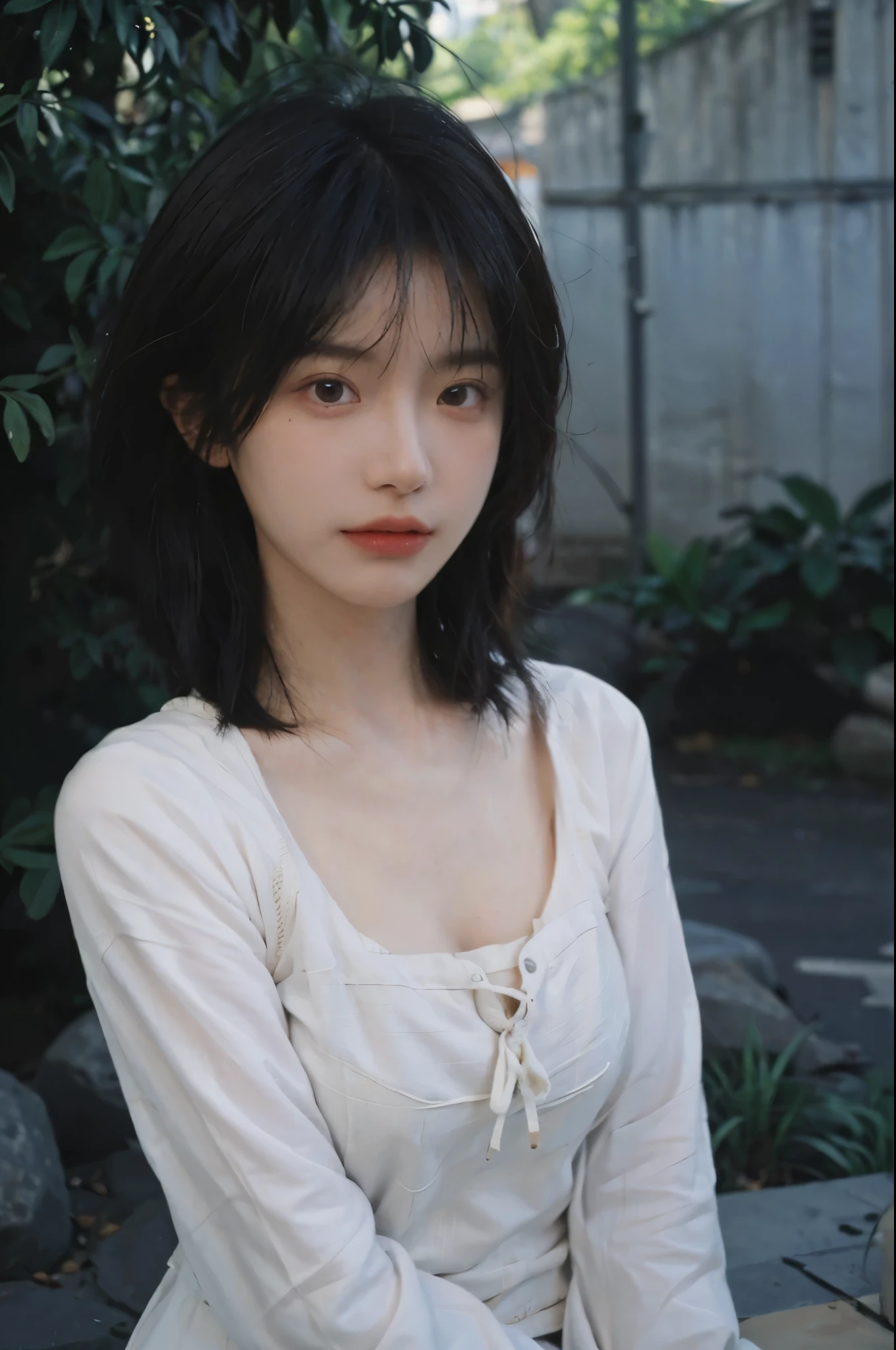 (Skin details:1.4), (smooth skin textures:1.3), Lipstick, background, earrings, Serene, calm, (Realistic and detailed eyes:1.2), (Large Breasts:1.3),Natural skin texture, Realistic facial details, Soft dramatic lighting, Vivid details, 35 mm film, outdoor, (Photo Practical:1.4), (hyper Practical:1.4), (Practical:1.3), (Smoother lighting:1.05), (Improve lighting quality:0.9), (Highest quality real skin textures:1.4), Exquisite eyes, Delicate face, Close-up of face, (Enhance the beauty of skin texture:1.1), Hair details, Model,normal body ratio, short hair, Moles under the eyes, Park background,Portrait Photography, Depth of Field, bokeh, Surrealism, Ray Tracing, (Portrait Photography:1.1), Surrealism, High Detail, clair obscur, Ray Tracing, reflected light, ultra HD, ultra HD, masterpiece, Textured Skin, Super Detail, High Detail, high quality, best quality
