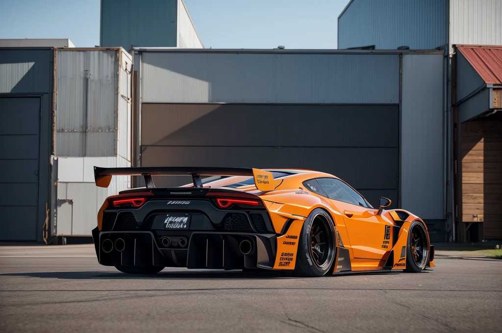 Supercar-forza game ready design, wide body, custom design build, cinematic, wide angle, studio light, tactical bodywork for supreme aerodynamics
