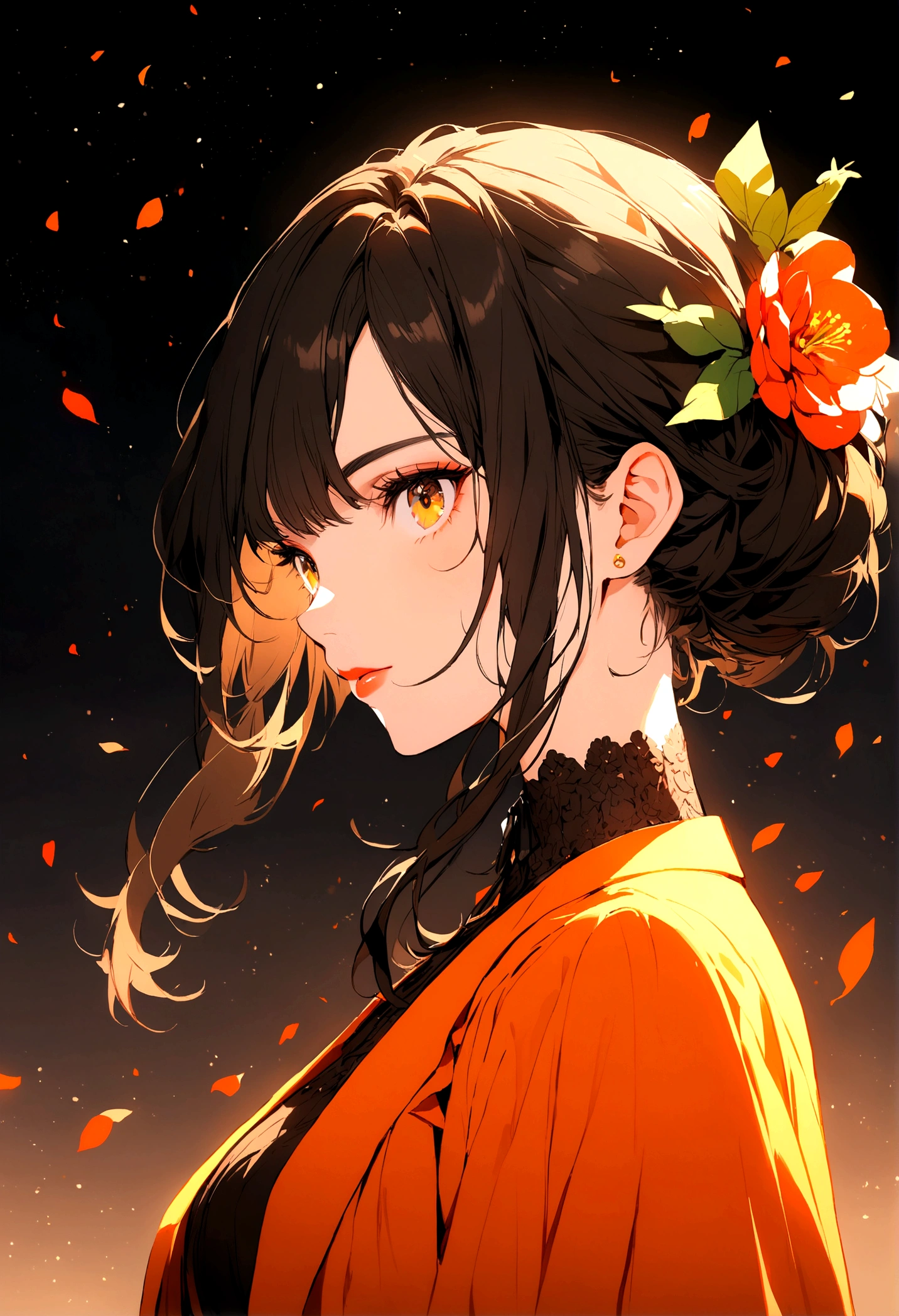 A brunette with long black hair