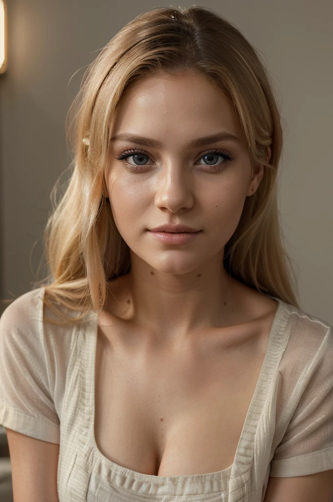 a beautiful 21 year old blonde woman, working as a nurse, (best quality,4k,8k,highres,masterpiece:1.2),ultra-detailed,(realistic,photorealistic,photo-realistic:1.37),beautiful detailed eyes,beautiful detailed lips,extremely detailed eyes and face,longeyelashes,detailed nursing uniform,studio lighting,warm color tones,soft lighting,natural lighting,elegant expression, photo portrait