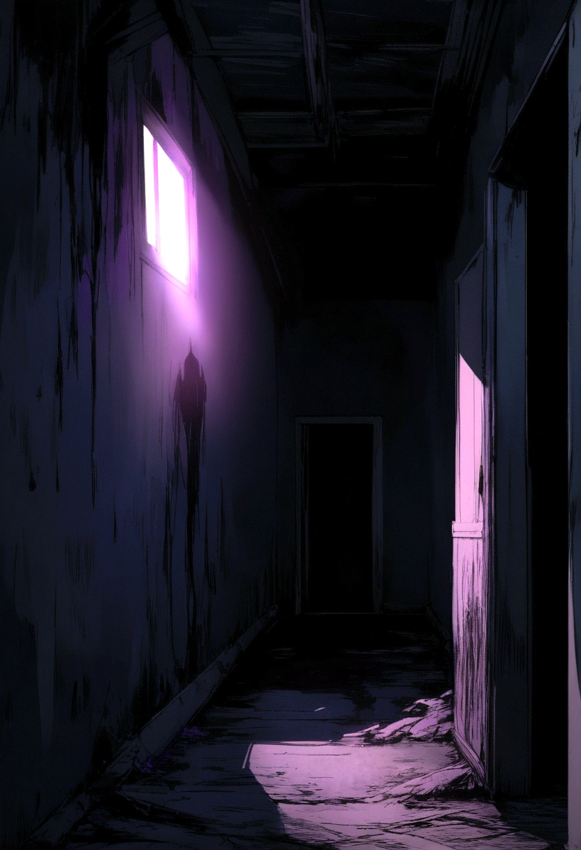 Abandoned hallaway, dark aura, horror ambient