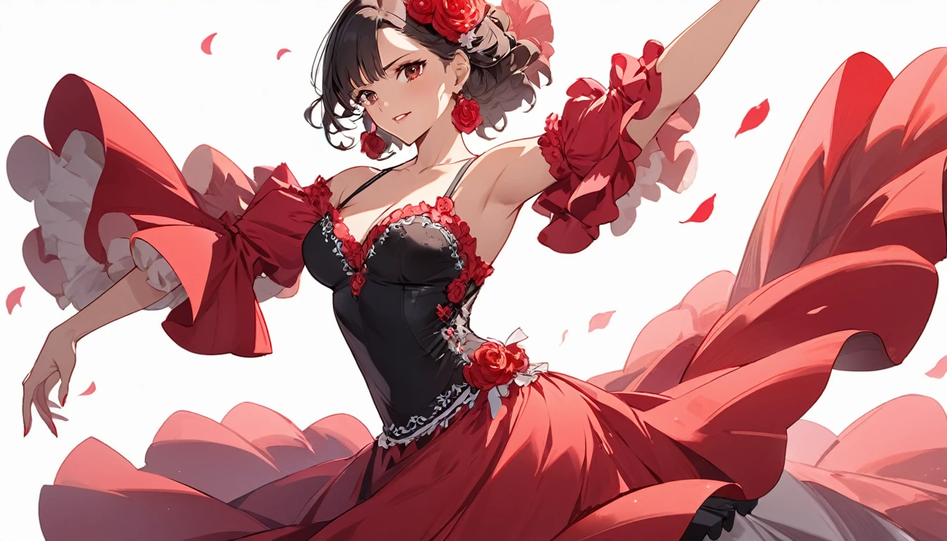 (Highest quality)Woman dancing flamenco,Sexy Dress,Anime Style
