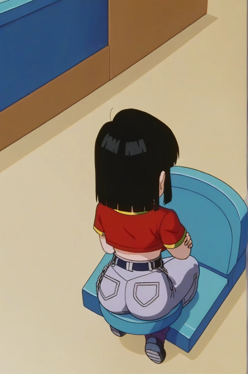 fountain_cheered up, score_9, score_8_above, score_7_above, cheered up screencap,8k, absurd resolution,
Pan \(Dragon Ball\), 1 girl, Alone, looking at the viewer, short hair, hits, black fur, session, whole body, 2nalgas, medium chest, medium breasts, medium rear, black eyes, crossed arms, crossed legs, denim, orange scarf, retro artStyle, female , grey Pants, purple tights, v shaped eyebrows, from below, rock, diaphragm, clavicle, 1990s \(Style\),showing buttocks, sexy body, naked, NSFW, unclothed