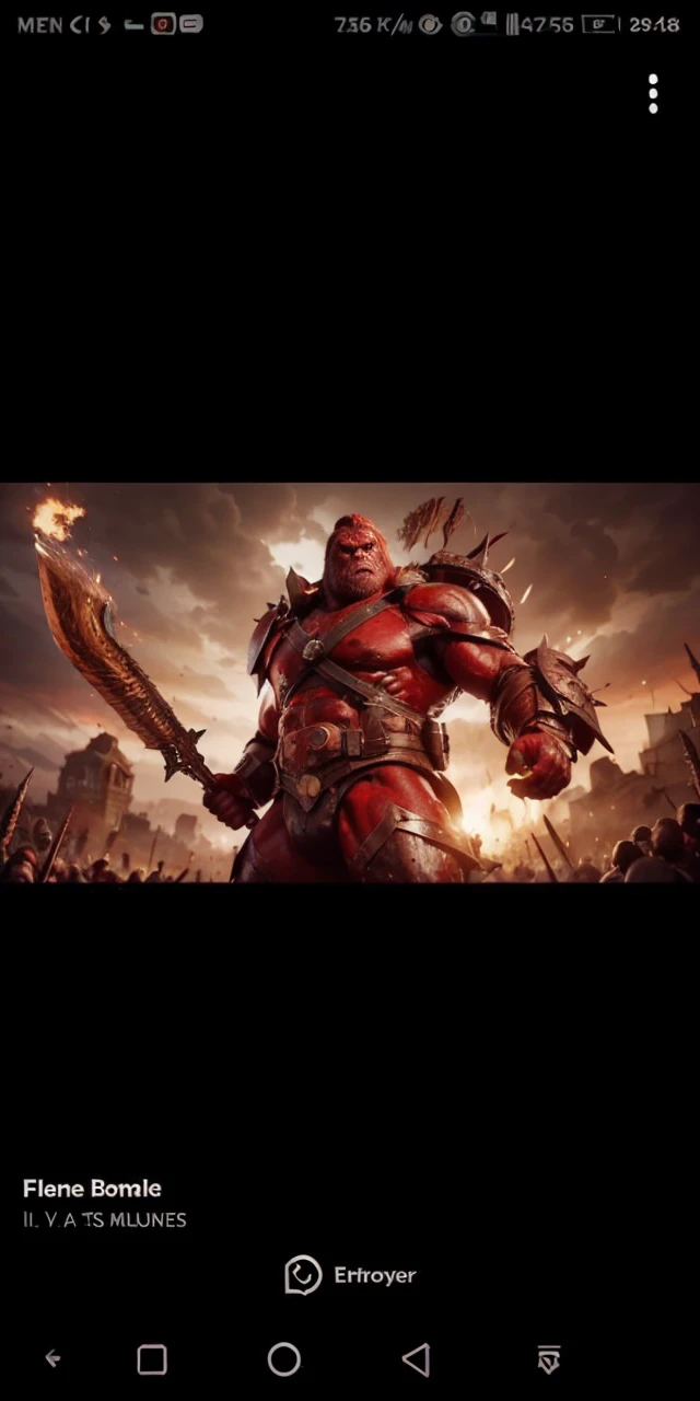 Créez une image d'un gorille anthropomorphe imposant et féroce, avec une musculature impressionnante et des traits de combat. Remplacez le troll rouge de l'image par ce gorille, en lui donnant une expression déterminée et protectrice. Le gorille porte des armures primitives et tient une énorme épée ou un bâton de guerre, symbolisant sa puissance et sa volonté de protéger.Entourez le gorille de femmes et d'enfants humains, regroupés derrière lui, cherchant sa protection. Assurez-vous que leur présence renforce l'image de protection et d'espoir. Le champ de bataille en arrière-plan reste dévasté, avec des flammes, de la fumée, et des silhouettes d'humains et de gorilles en plein combat, pour illustrer le contexte de guerre entre les deux espèces.L'atmosphère doit être sombre et dramatique, avec un éclairage qui accentue les muscles et les expressions du gorille, tout en mettant en évidence la tension et le chaos du champ de bataille.