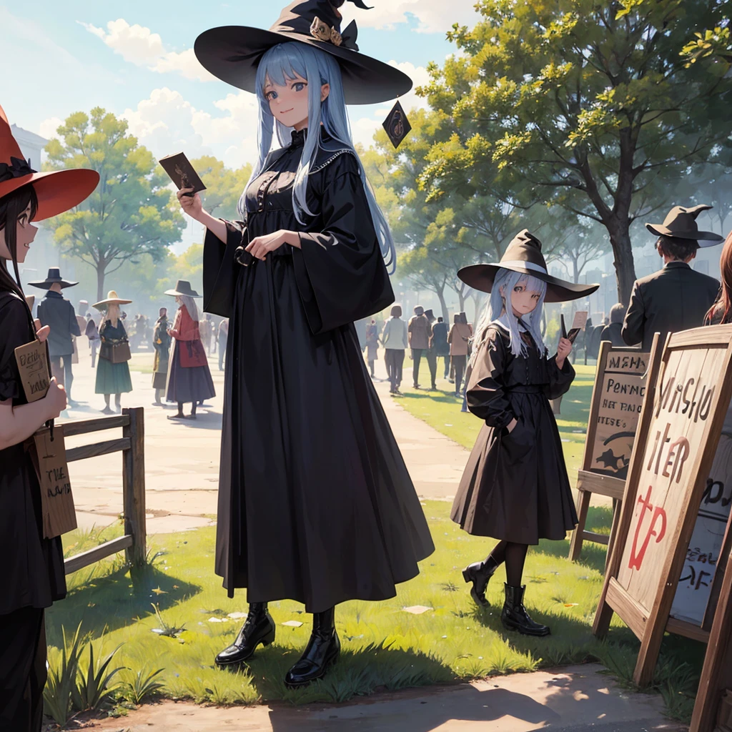 The witch and the park(Witch Hat Crowd in the background(placardhave) A sloppy smile),Crowd in the background(placard(monitor anime)have