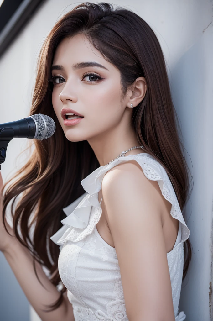 e Raphaela Santos cantando juntas. ((best quality)), ((masterpiece)), (detailed), perfect face