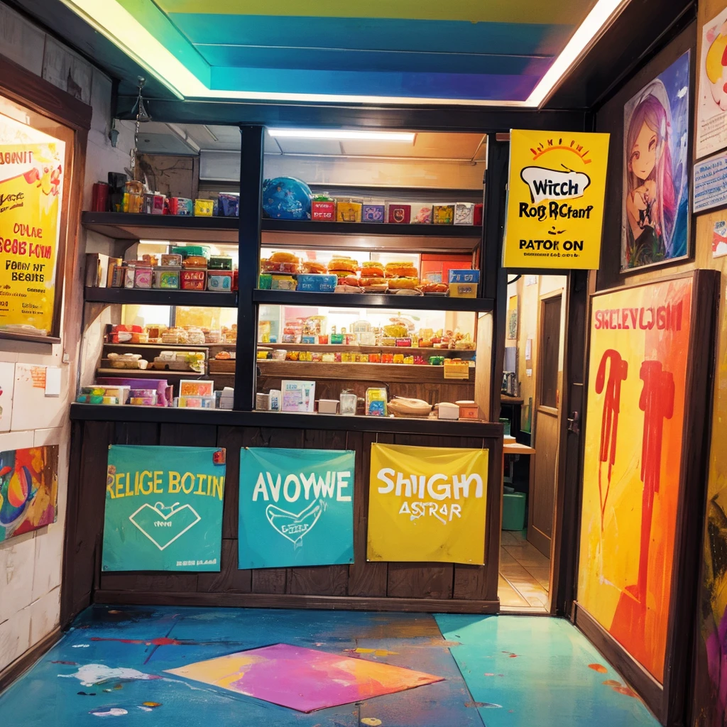 witch(Art room Painting on canvas(Burger Shop Rainbow colors)smile)Poster
