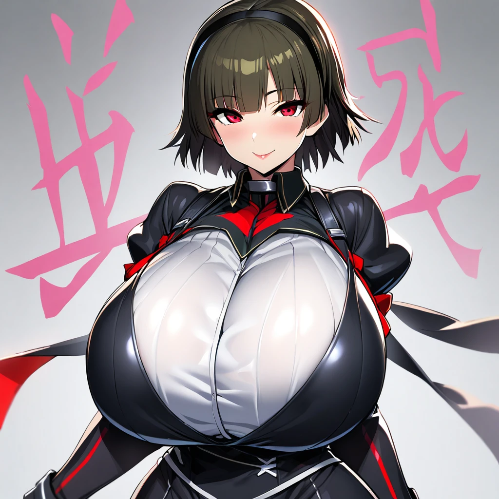 nijima makoto,1girl,solo,Super huge breasts,looking at viewer,near