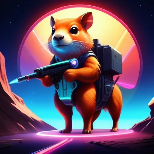 spacestyle  psychedelicstyle  Beam ASCIImasterpiece cartoon of two (((cyberpunk))) cute capybaras  with guns, bionic (prosthetic arm), glowing red eyes, ((futuristic, dystopian, neon colours)), symmetrical, highly detailed, digital painting, artstation, concept art, sharp focus, illustration, volumetric lighting, epic Composition, 8k, oil painting, cgsociety
psychedelic style  psychedelic style