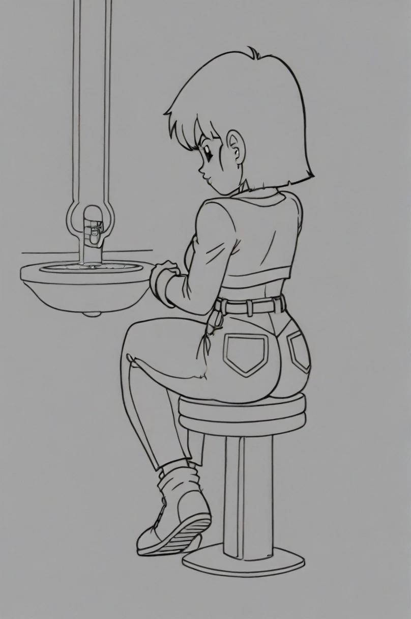 fountain_cheered up, score_9, score_8_above, score_7_above, cheered up screencap,8k, absurd resolution,
Pan \(Dragon Ball\), 1 girl, Alone, looking at the viewer, short hair, hits, black fur, session, whole body, 2nalgas, medium chest, medium breasts, medium rear, black eyes, crossed arms, crossed legs, denim, retro artStyle, female , grey Pants, v shaped eyebrows, from below, rock, diaphragm, clavicle, 1990s \(Style\),showing buttocks, sexy body, naked, NSFW, unclothed, big sexy ass, Wide hips, sexy, scanty clothes, medium breasts, medium rear