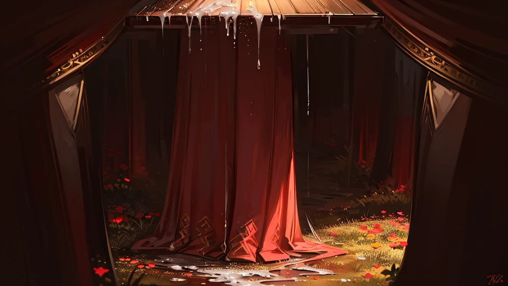 a black and red wolf female,furry with gold markings,long red hair,fangs,red eyes,attractive,seductive look,anthro,bending over on forest floor,surrounded by trees,covered in cum,panting,fully naked, best quality,4k,8k,highres,masterpiece:1.2,ultra-detailed,realistic,photorealistic,photo-realistic:1.37,HDR,UHD,studio lighting,ultra-fine painting,sharp focus,physically-based rendering,extreme detail description,professional,vivid colors,bokeh,digital painting,concept art