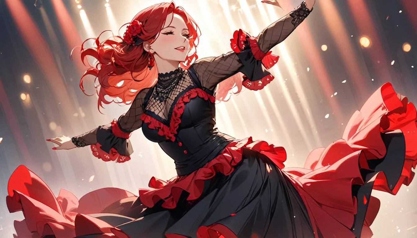 (Highest quality)Woman dancing flamenco,Red hair