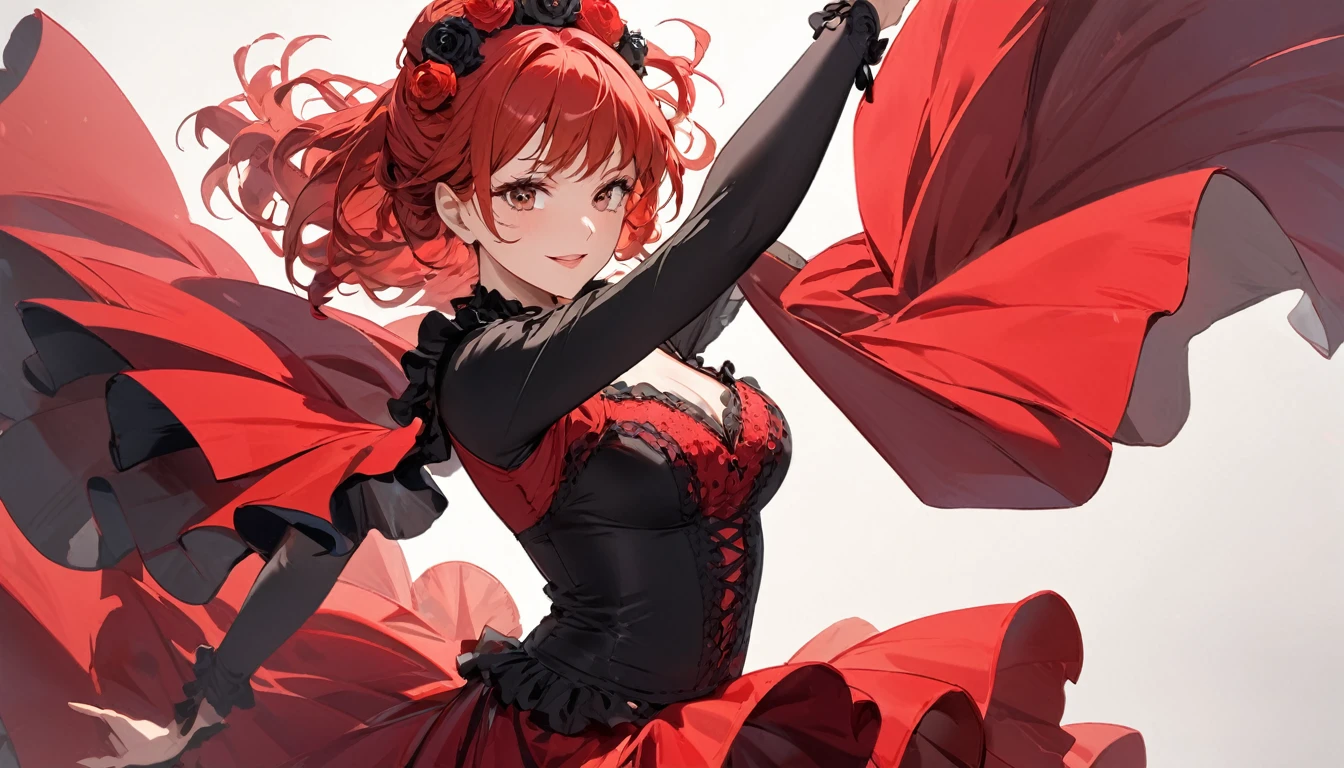 (Highest quality)Woman dancing flamenco,Red hair