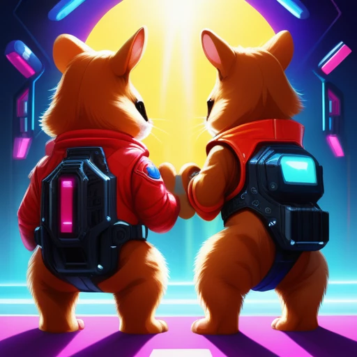spacestyle psychedelicstyle Beam ASCIImasterpiece cartoon of two (((cyberpunk))) cute capybaras with guns, bionic (prosthetic arm), glowing red eyes, ((futuristic, dystopian, neon colours)), symmetrical, highly detailed, digital painting, artstation, concept art, sharp focus, illustration, volumetric lighting, epic Composition, 8k, oil painting, cgsociety
psychedelic style psychedelic style