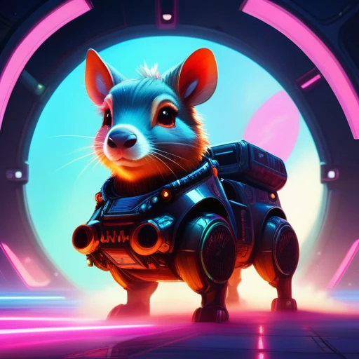 spacestyle  psychedelicstyle  Beam ASCIImasterpiece cartoon of two (((cyberpunk))) cute capybaras  with guns, bionic (prosthetic arm), glowing red eyes, ((futuristic, dystopian, neon colours)), symmetrical, highly detailed, digital painting, artstation, concept art, sharp focus, illustration, volumetric lighting, epic Composition, 8k, oil painting, cgsociety
psychedelic style  psychedelic style