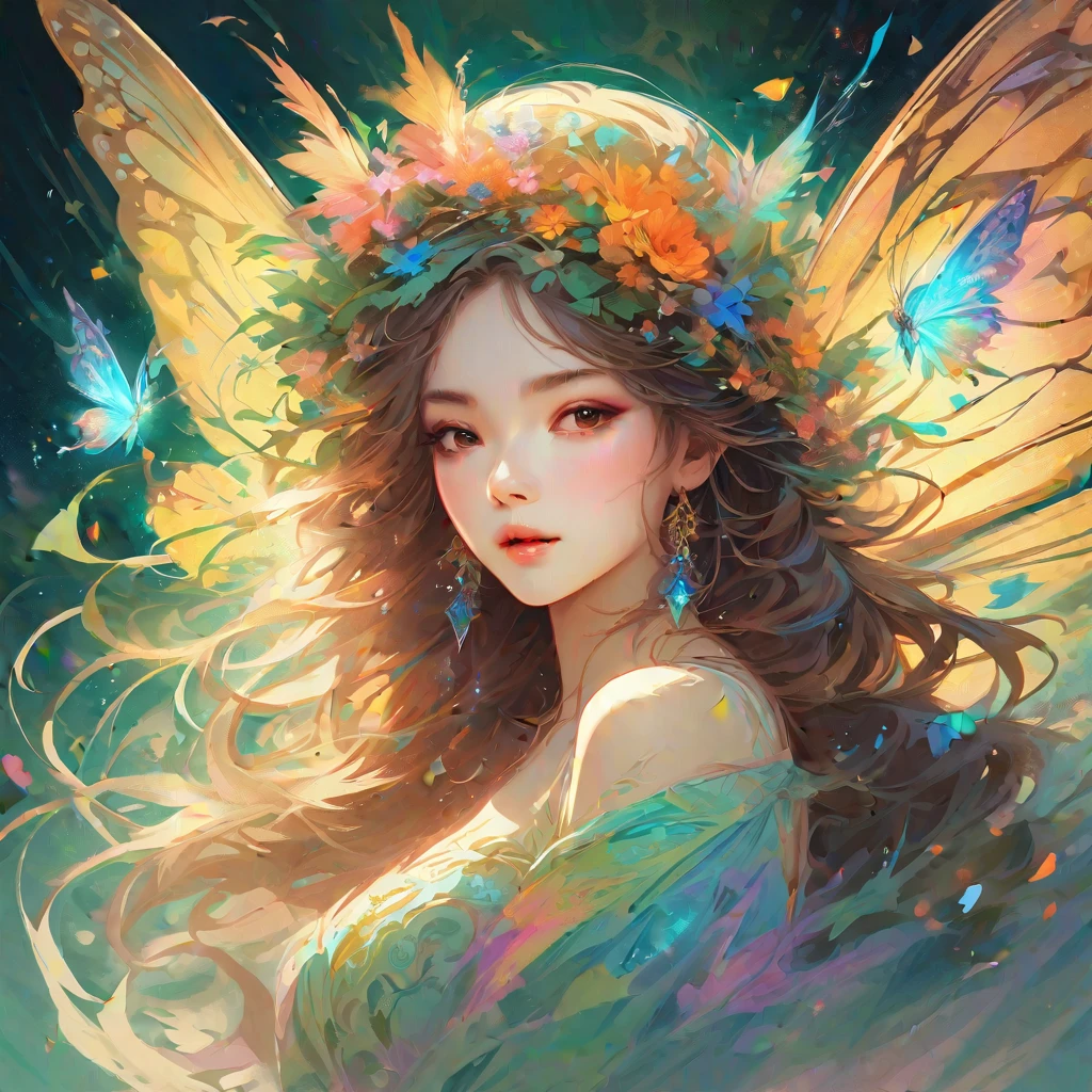 (masterpiece, best quality:1.2), spirit of the wind,1girl:17 years old:perfect face,dance,butterfly々,flower,Wind,effect,be familiar with,magic effect,light,light, artistic, artist, color art, Use of magic,fancy,fantasy,beautiful,masterpiece,masterpiece,Sparkling,rich colors,colorful,colorful,be familiar with,beautiful,Sounds like fun, doesn't it?,anatomically correct,Windのeffect,dream-like,fantasy,mysterious,