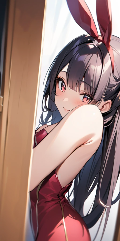 ((Highest quality、、masterpiece:1.3)), Upper Body、Long legs、Sharp focus:1.2, Beautiful woman with perfect figure:1.4、(Smiling:1.2), double eyelid、30-year-old female、Sexy pose、((((Close your mouth、One Woman、Bunny girl))))、