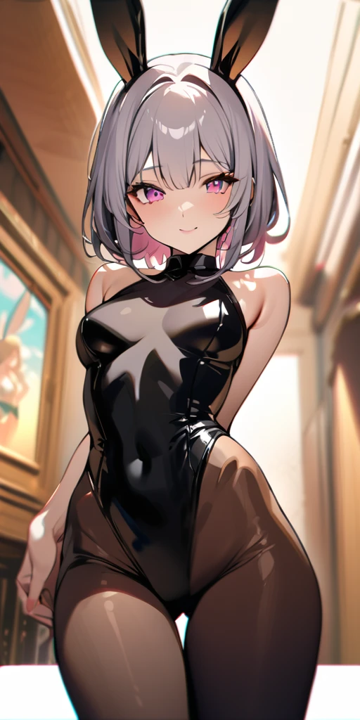 ((Highest quality、、masterpiece:1.3)), Upper Body、Long legs、Sharp focus:1.2, Beautiful woman with perfect figure:1.4、(Smiling:1.2), double eyelid、30-year-old female、Sexy pose、((((Close your mouth、One Woman、Bunny girl))))、