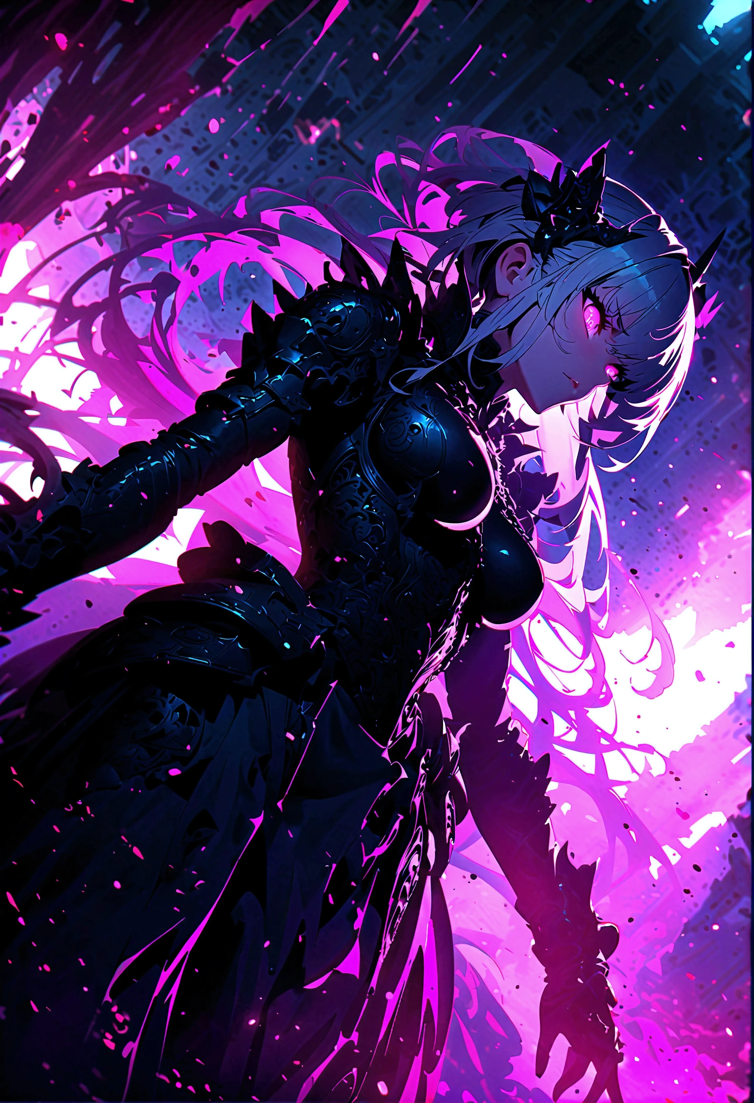 , girl in black japanese , badass anime 8k, anime art wallpaper 4k, anime art wallpaper 4k, fantasy anime artwork 2.5 d cgi, art wallpaper 8k anime, digital detailed anime art, beautiful fantasy anime, epic anime artwork, 4k anime wallpaper, detailed anime artwork, sexy, sexy, woman, anime style, best quality, extremely detailed, best shadows), (detailed background, dark fantasy), (beautiful detailed faces), high contrast, (best lighting, extremely delicate and beautiful), ((cinematic lighting)), colorful, super detailed, dramatic lighting, intricate details, (1 girl, solo, sharp face, . Blonde, super long hair , thin bangs, long eyelashes, dynamic angle), blood splatter, black light swirling around character, depth of field, black light particles, (broken glasagic circle
