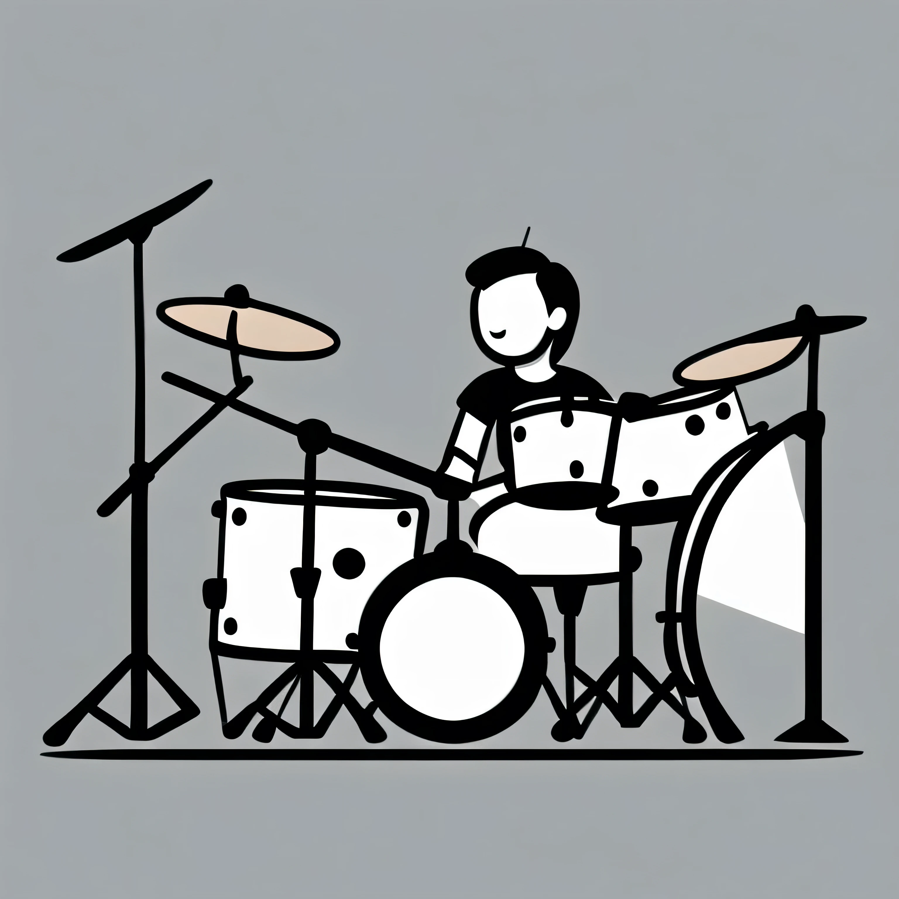 white background,monochrome,Drummer,pop,cute,