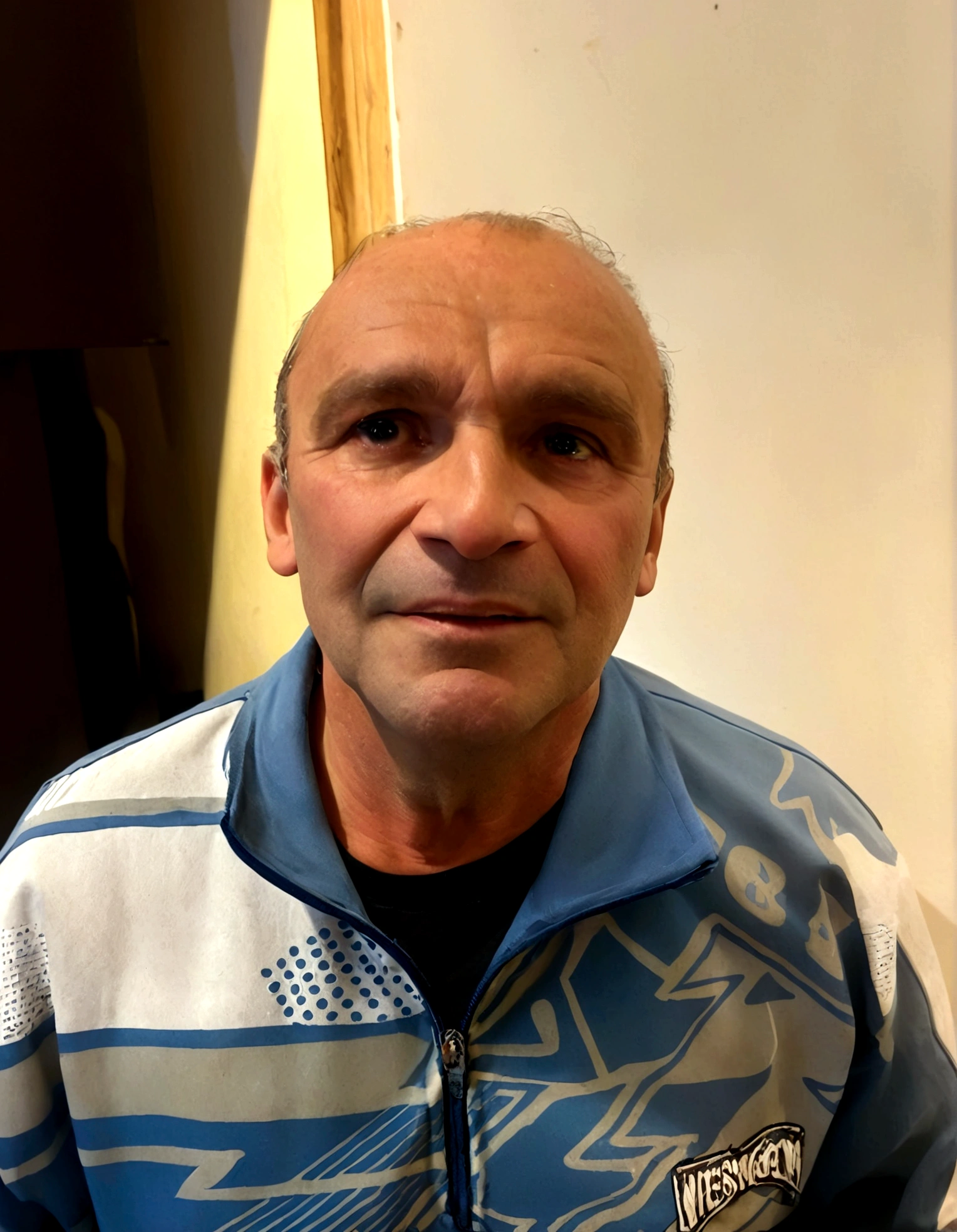 there is a man that is sitting down with a donut, Gary Ruddell, he was dirty, he is about 60 years old, he is about 60 years old, he is about 70 years old, Thierry Doizon, Zdislav Beksinsk, Stéphane Martinière, Ivan Laliashvili, Vitali Bulgarov
