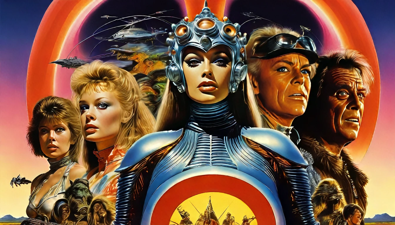 a movie poster for slave girls from beyond infinity, inspired by Clyde Caldwell, futuristic apocalypse, stalenhag, metal album cover, gwar, heavy metal band promo, wayne barlowe pierre pellegrini, retro sci fi, movie poster with no text, movie poster promo, ultra detailed, complex, sharp focus, object texture, studio photo, intricate details, highly detailed, Real Photo style, hyper-realistic, high dynamic range, rich colors, realistic textures, 8K uhd, high color depth, Nikon D 850, Kodak 400 port, fujifilm XT, (cinematic film:3.1)