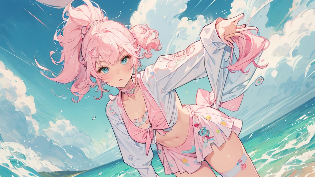 Color (Fantasy: 1.2), (hayao miyazaki style), (white panties), (lightblue panties), (pink panties), (stripe panties), Realistic lighting, masutepiece, High quality, Beautiful graphics, high detailing, masutepiece, High quality, Beautiful graphics, high detailing, --V6