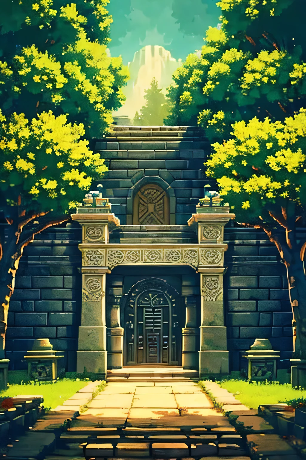 a video game style gate, intricate design, fantasy elements, Fantastic, epic, temperamental, cores 16 bits, highy detailed, photorrealistic, 8K, best qualityer, Masterpiece artwork