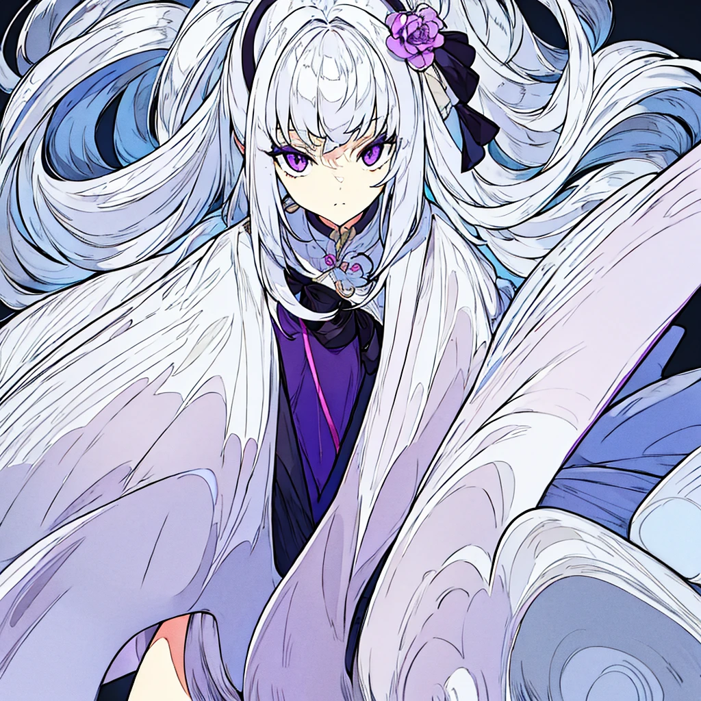 Plain background Chic White hair girl Simple Purple flower