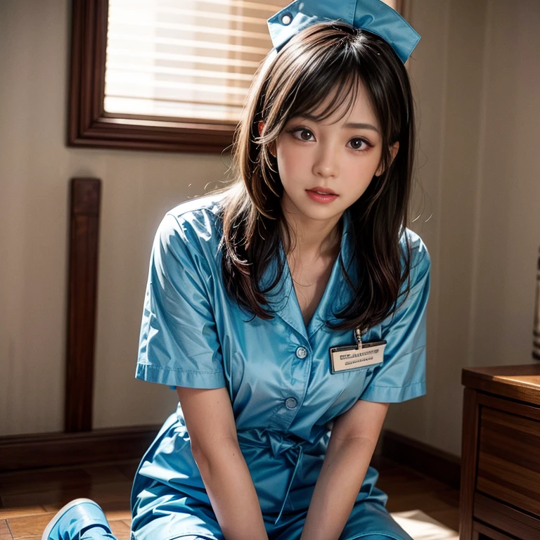 StandingFullBody, (KAWAII girls in Kidzania) trying on a Nurse uniform, extremely detailed eyes and face, beautiful detailed lips, longeyelashes, intricate costume details, realistic lighting, warm color tones, (best quality,4k,8k,highres,masterpiece:1.2),ultra-detailed,(realistic,photorealistic,photo-realistic:1.37),professional, bright colors, (Exposed:0.32)