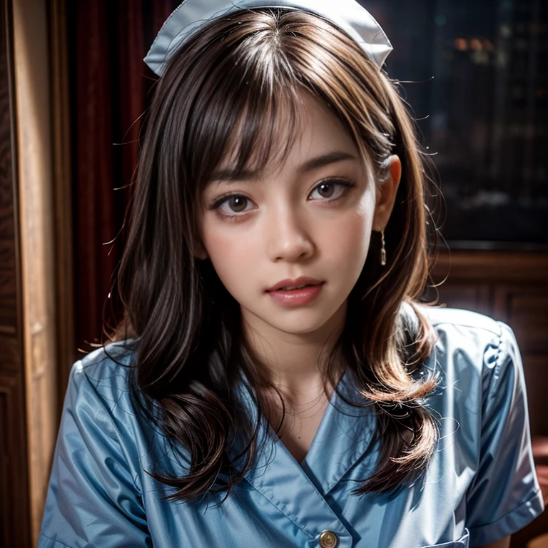 StandingFullBody, (KAWAII girls in Kidzania) trying on a Nurse uniform, extremely detailed eyes and face, beautiful detailed lips, longeyelashes, intricate costume details, realistic lighting, warm color tones, (best quality,4k,8k,highres,masterpiece:1.2),ultra-detailed,(realistic,photorealistic,photo-realistic:1.37),professional, bright colors, (Exposed:0.32)