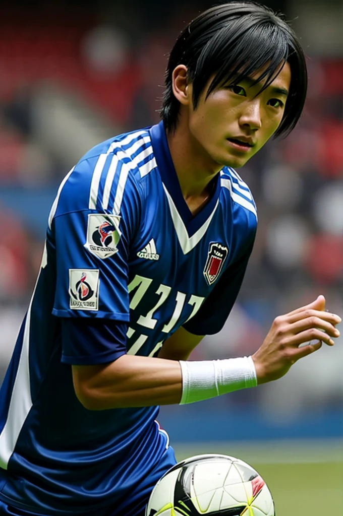 anime, Japanese footballer with black hair and blue eyes