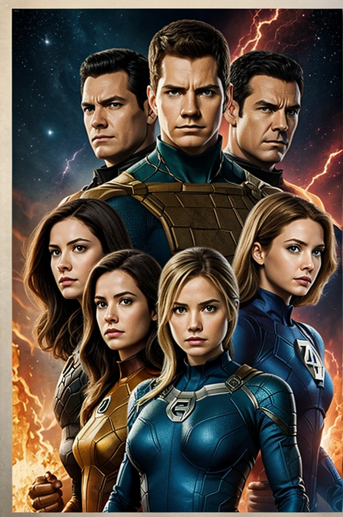 Create a poster of the Fantastic Four but with two women and two men