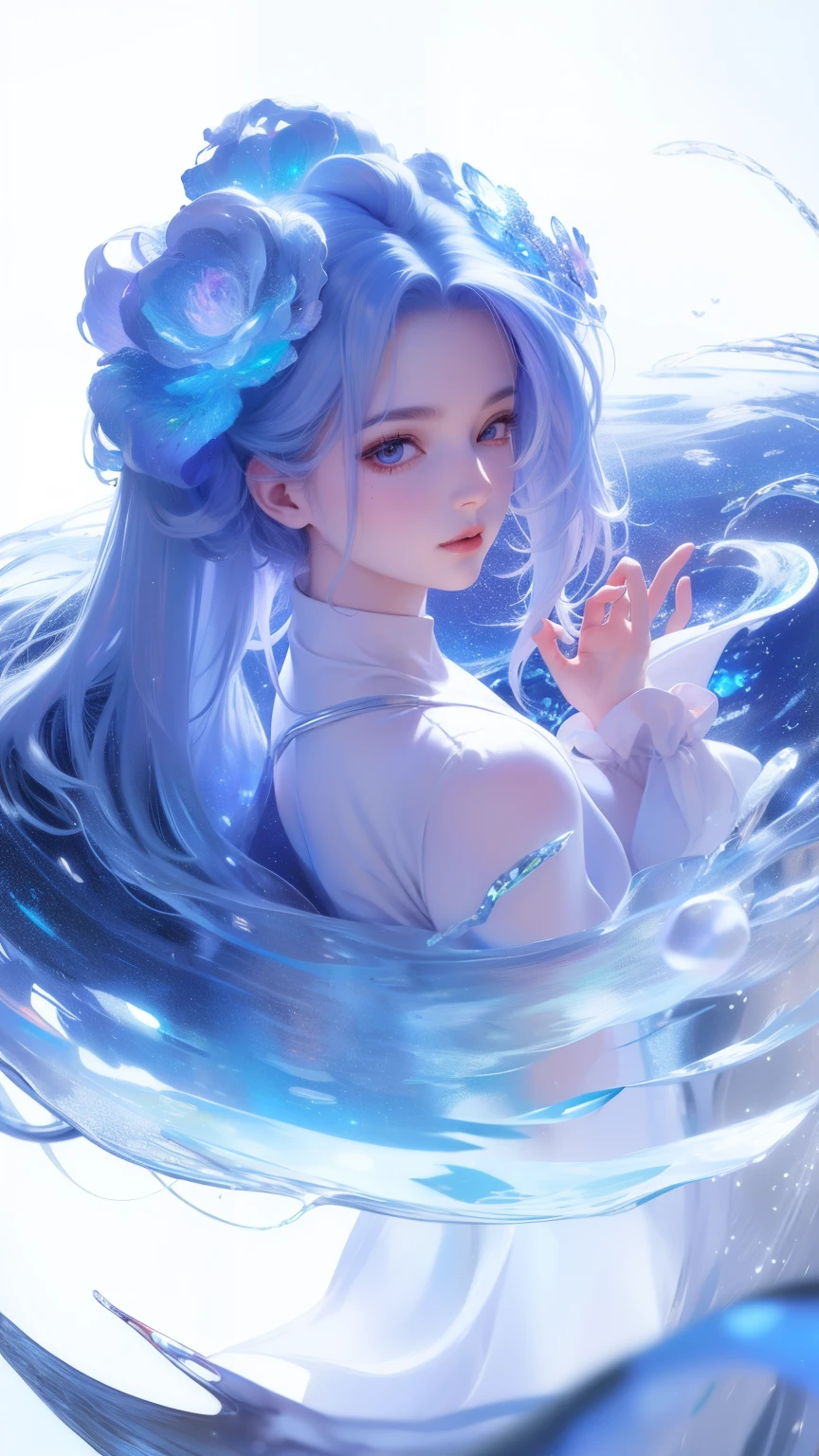 ((masterpiece)), (((Highest quality))), ((Super detailed)), ((figure)),[Realistic light effects],Shadow,(Fantasy Style),(White Background:1.6), Simple Background, (Earth Theme),(Cape)[(Hair Focus,((One girl)),[(Big slime hair): (Cloud hair):0.3], (Hair in the background),(High saturation),(Hair surrounded by Galaxy Splash),)):((Her hair is made of galactic clouds,:1.27628), (Her hair and clothes are galactic clouds and star clusters:1.1025),(Cape is becoming galaxy clouds)