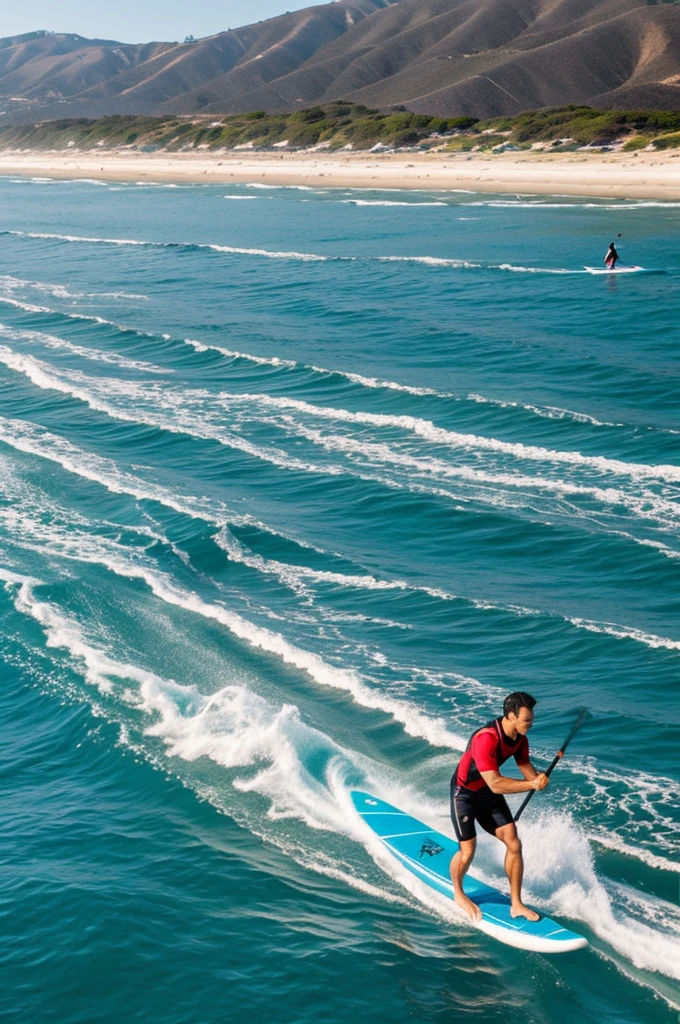 Practice water sports such as Koyok surfing and paddleboarding on the coast of California