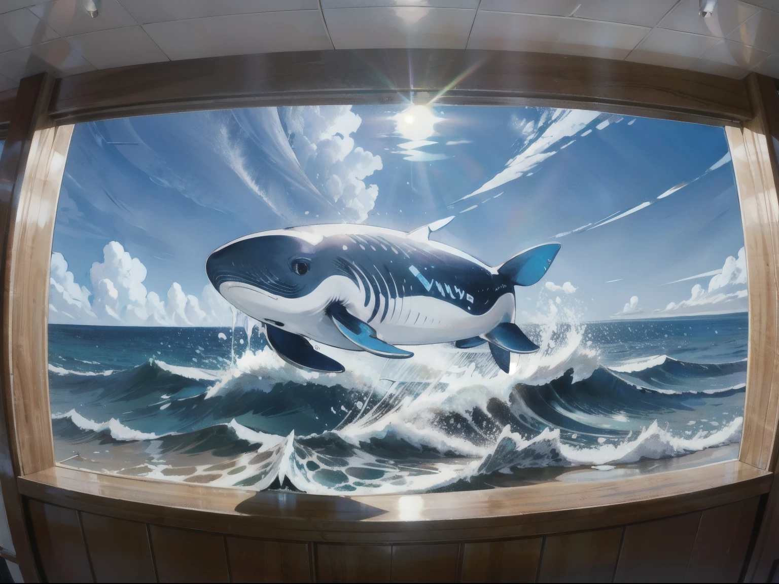 a huge quality WHALE, at the bottom of the sea with several fish of different colors swimming PLASMA GLOWS coming out of the huge whale with quality and texture, whale and fish just from inside the sea, fully detailed whale, fully detailed sea, GLOW, QUALITY AND TETURE, whale being seen from INSIDE THE SEA, THE SEA MUST BE LIT BY THE MOON