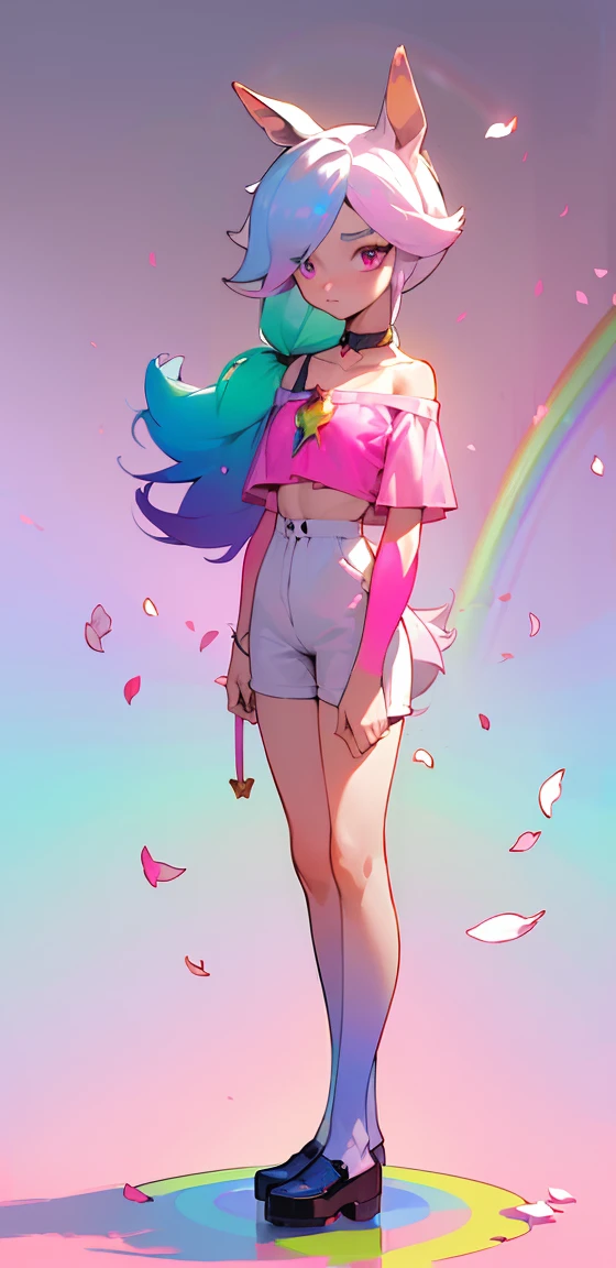 (Pink Fashion T-shirt: 1.9),(colored hair: 1.8), (all colors of the rainbow: 1.8),(((((vertical expert:1.6))), (expert:1.6),正面, comic , illustrations, experts, eyes large, crystal clear eyes,(Rabo de cavalo alto arco-íris Gradient de cor:1.7), exquisite makeup, cloused mouth,(Small Fresh: 1.5),(Clean chest: 1.6), long eyelashes, white off the shoulder t-shirt, White shoulder shirt, Looking at the audience, big watery eyes, (rainbow colored hair:1.6), Start of color, (standing alone: 1.8), Start of color, burst of colour, thick expert style, messy lines , ((Ablaze)), (colorfully), (colorfully), (colorfully), colorfully, thick expert style, (Start) (color Start), vertical expert, trunk, paint Start, Acrylic Pigment, Gradient, paint, A highest quallity de imagem, highest quallity, work of art, standing alone, Depth of field, face expert, roupas colorfullys, (chic: 1.2), comely, long hair, Tuuli, (chic: 1.3), ( petals: 1.4),((work of art))),((best qualityer))),((ultra detali)),(illustration),(dynamic angle),((floating)),(expert),( (disheveled hair)),(standing alone),(1 girl) , (((detailed anima face))),((detailed anima face)),(comely rosto detalhado)),necklase,bared shoulders,White hair,((hair colorfully)),((striped hair)),(comelys olhos detalhados,(olhos de cor Gradient),((colorfully eyes))),(((coloured background))),(high saturation))),((rodeado de Starts coloridos))),
