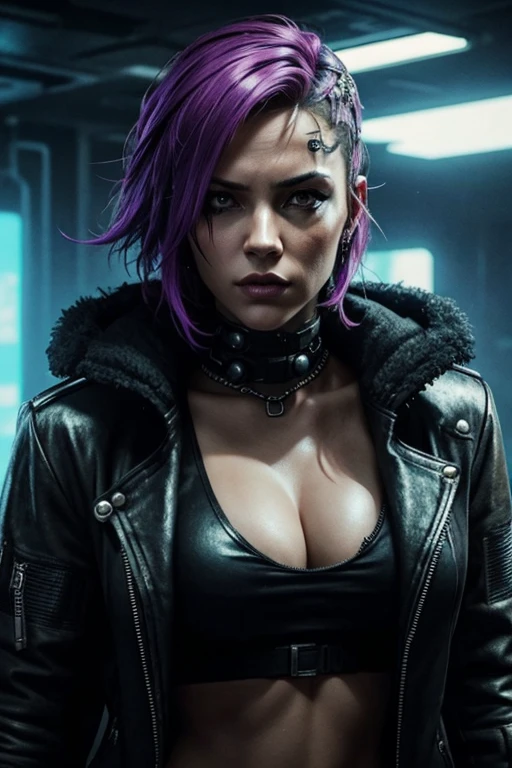 Cyberpunk, Cyperpunk themes, Female Gangster, wearing Mad Max style equipment