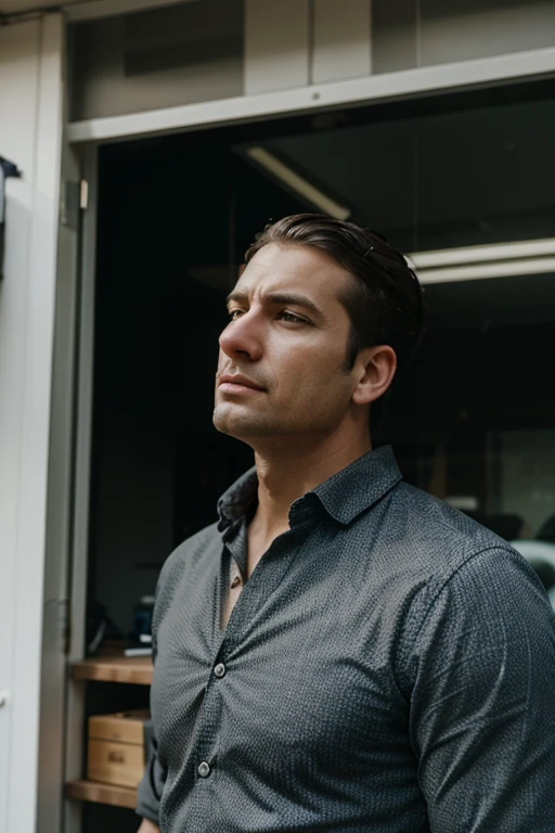 one men, entrepreneur, pondering, solving a problem