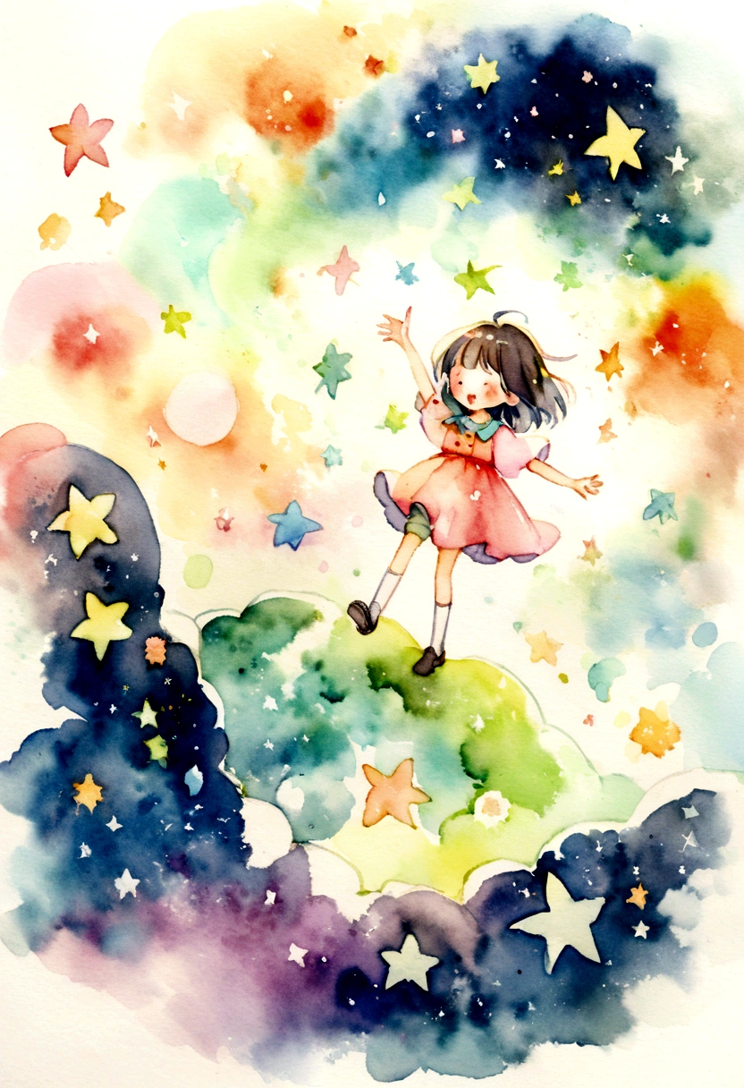 The alphabet shines in space like stars Picture books Watercolor