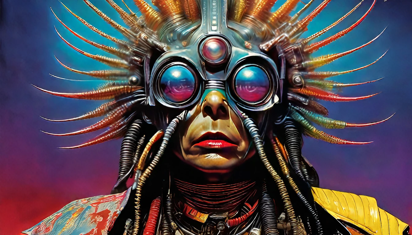 a movie poster for Galaxy of Terror, inspired by Ed Emshwiller and Heavy Metal Magazine, Cyberpunk apocalypse in chaotic world, stalenhag, metal album cover, gwar, heavy metal band promo, wayne barlowe pierre pellegrini, retro sci fi, movie poster promo, ultra detailed, complex, sharp focus, object texture, studio photo, intricate details, highly detailed, Real Photo style, hyper-realistic, high dynamic range, rich colors, realistic textures, 8K uhd, high color depth, Nikon D 850, Kodak 400 port, fujifilm XT, (cinematic:3.1)